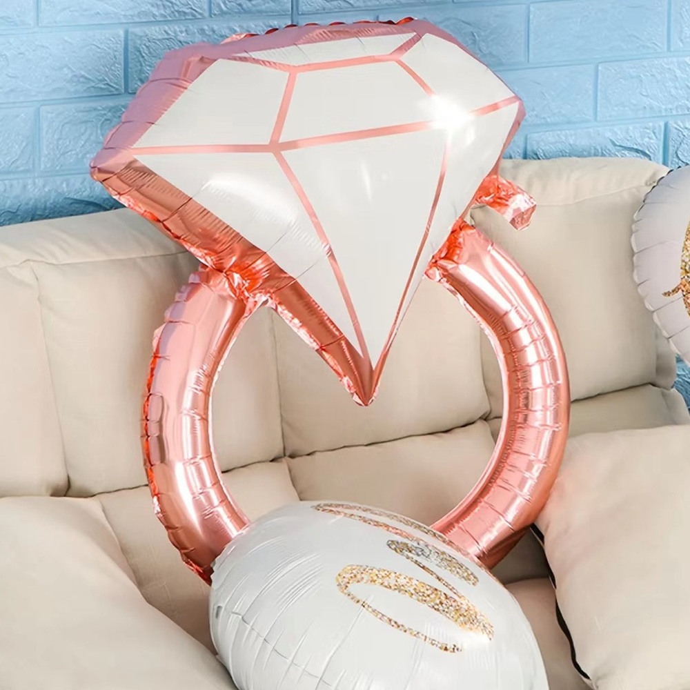 Rose Gold Diamond Ring Aluminum Film Balloon Engagement Proposal